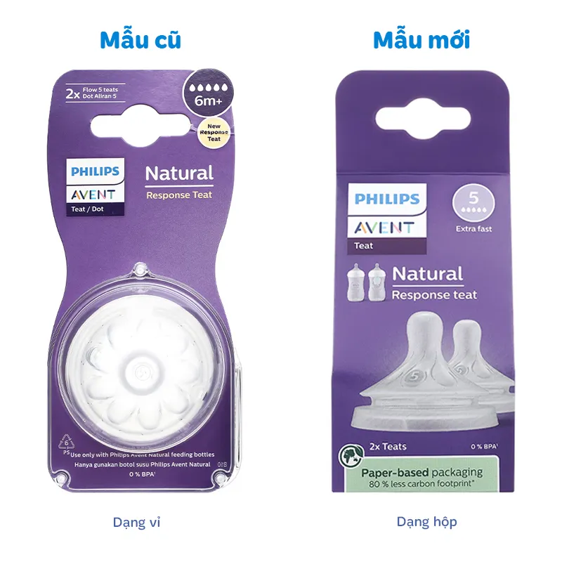 Bộ 2 núm ti Philips Avent SCY965/02 cổ rộng size 5 (6 - 9 tháng) - Giao bao bì ngẫu nhiên