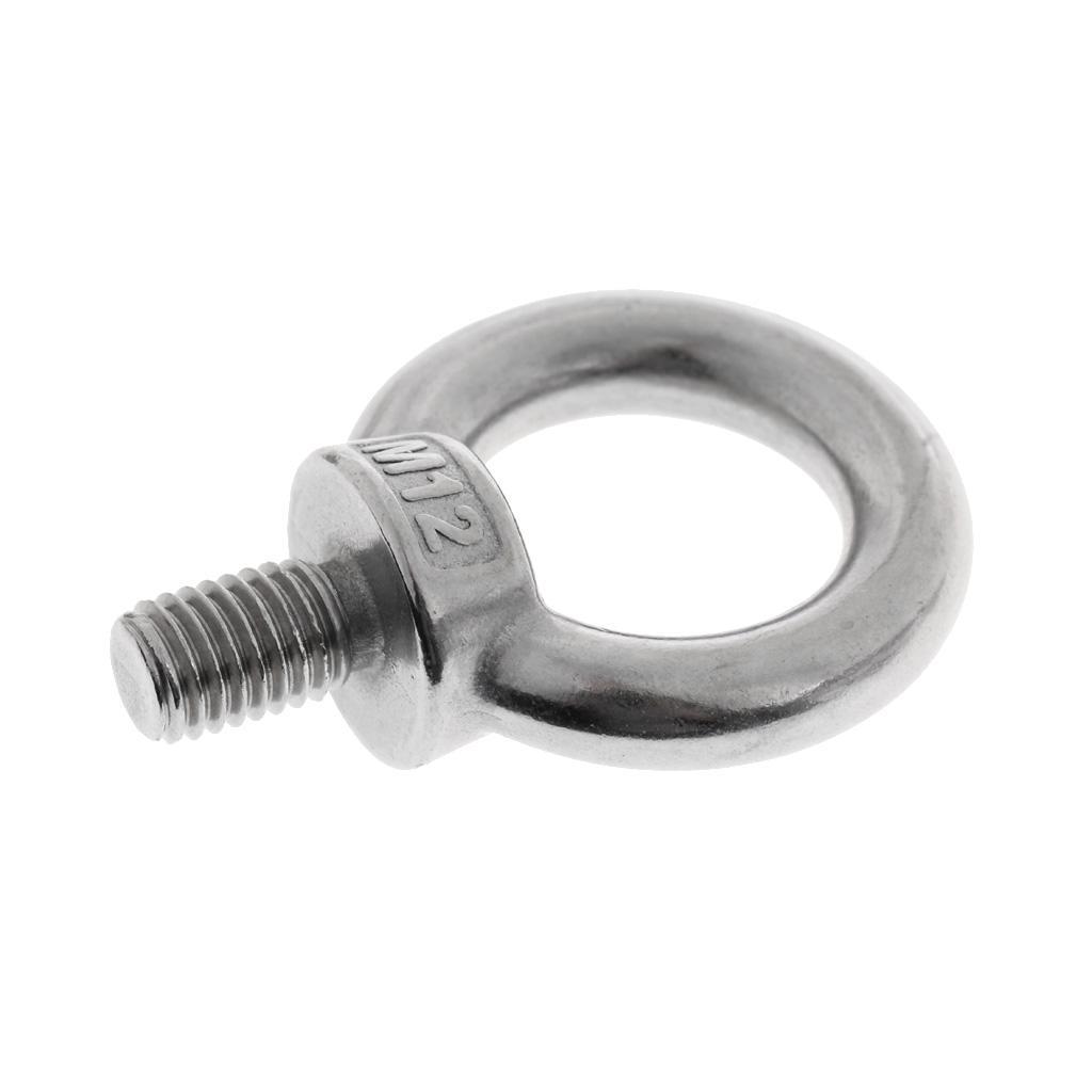 M12 Threaded Eyebolt Stainless Steel Shoulder Lifting Eye Bolt Marine M12x20mm Pack of 2