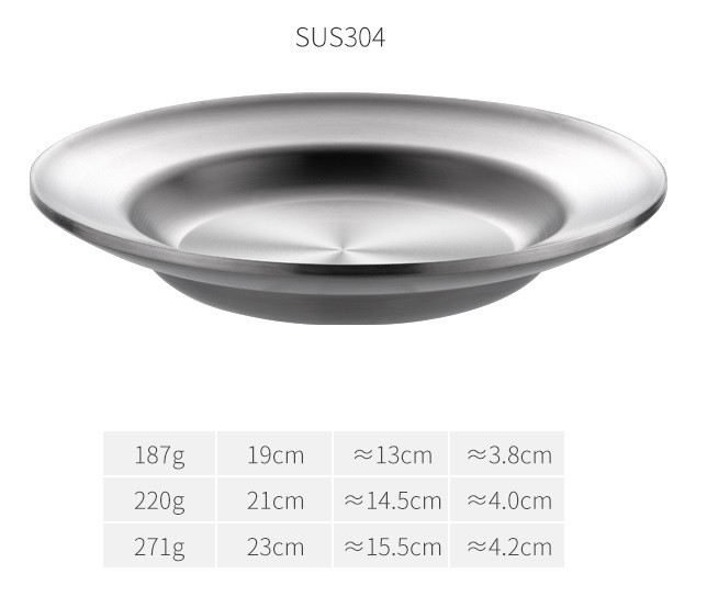 Set 3 Dĩa inox 304 -  ( 19cm 21cm 23cm )