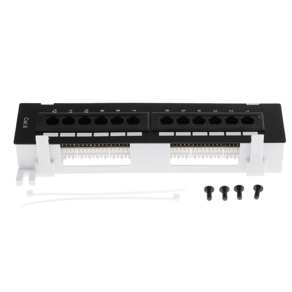 12-port Cat5e/6 UTP LAN Wall Mount Patch Panel Surface Wall Mount Bracket