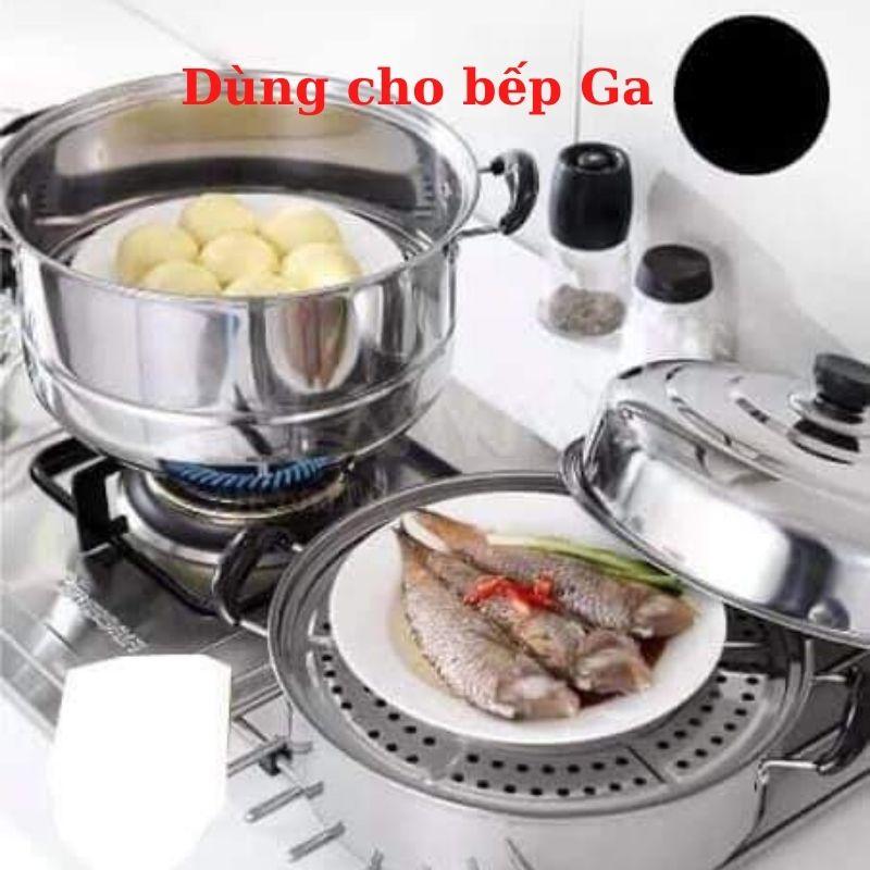 Nồi hấp 3 tầng 2 tầng inox dùng cho bếp từ bếp ga bếp hồng ngoại kèm 1 vỉ hấp và 1 xửng hấp