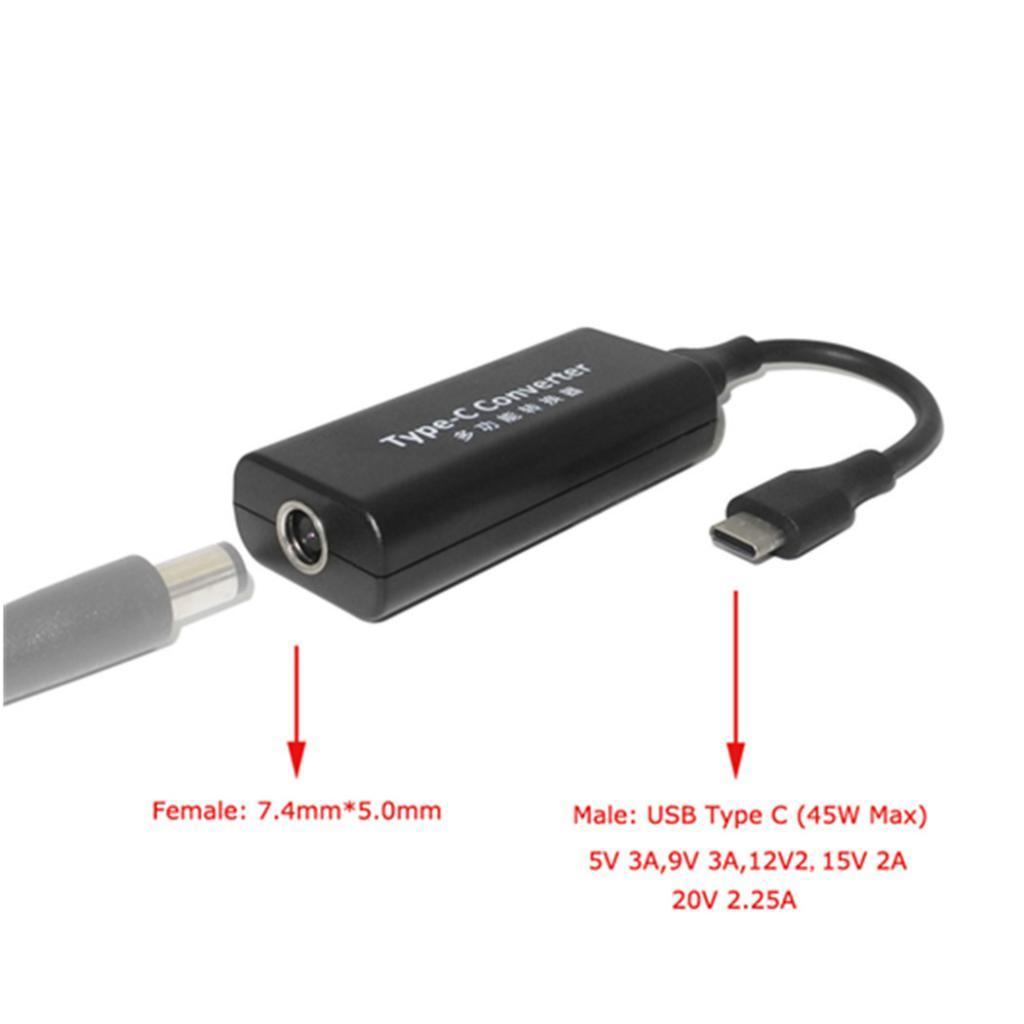Dc Power 7.4mm*5.0mm Female to USB Type C Male for HP Charging