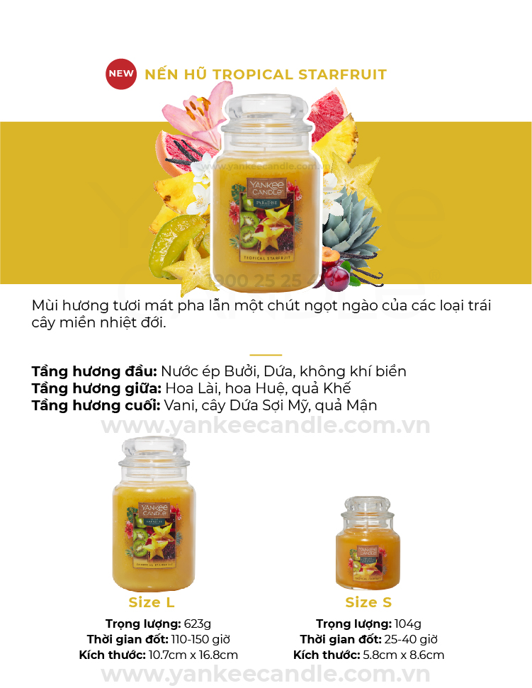 Nến hũ size M - Tropical Starfruit - Yankee Candle