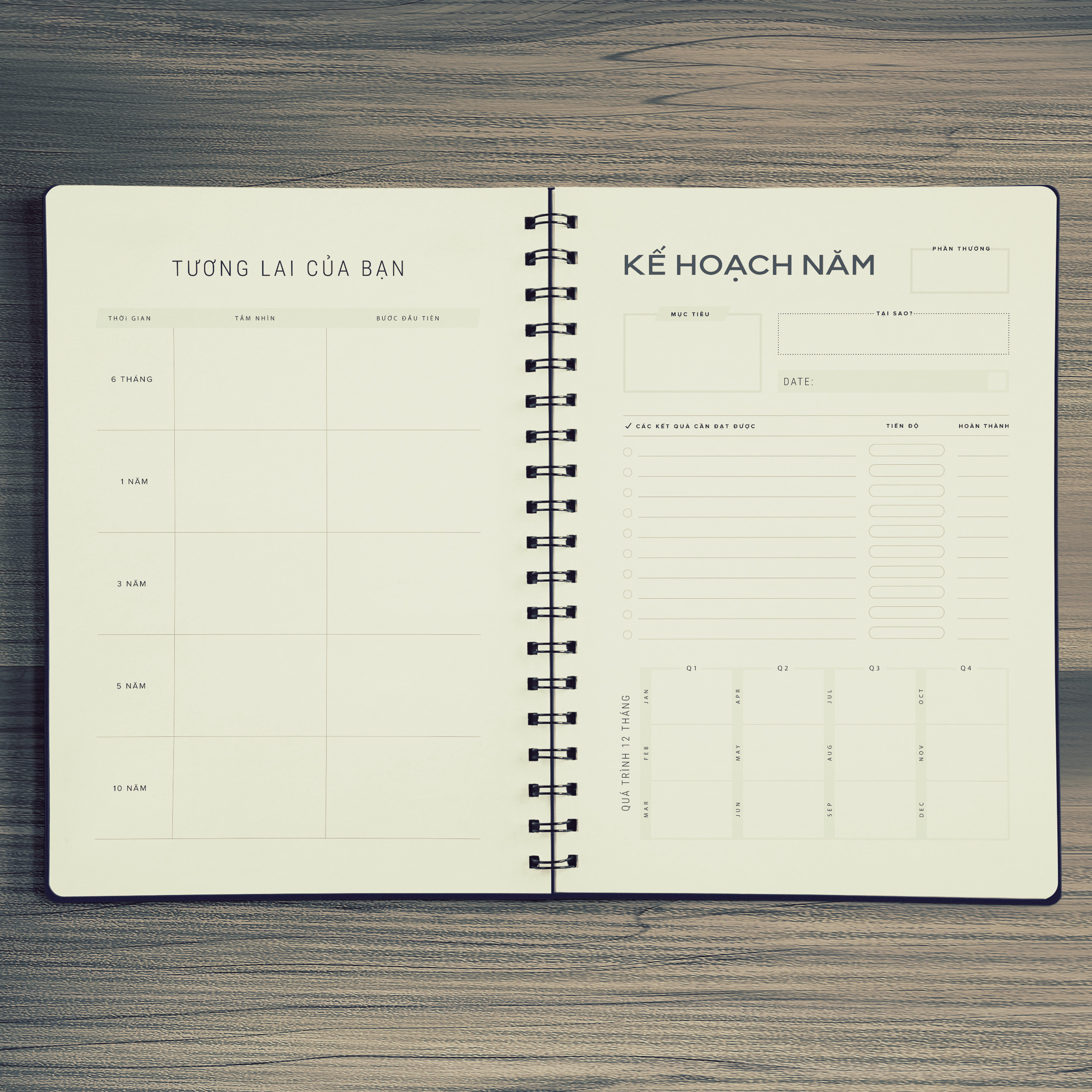 Sổ Kế Hoạch Nhật Ký 365 Ngày Life Planner - Full năm 2021, đủ 12 tháng và 54 tuần, chi tiêu, thói quen made in vietnam