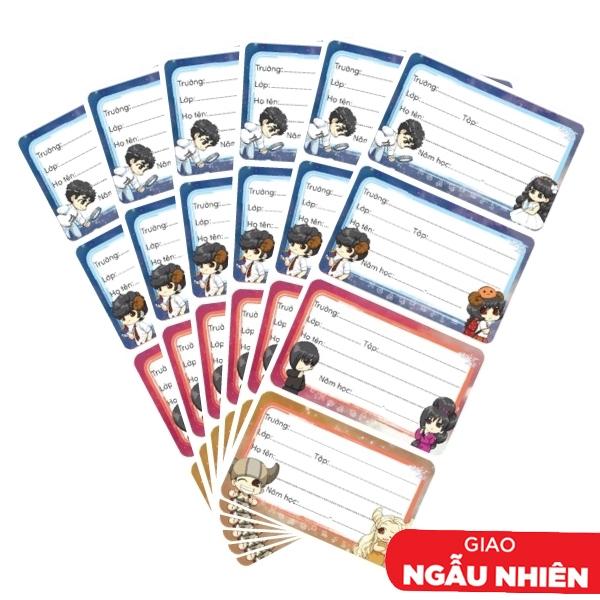 Bộ 4 Nhãn Học Sinh 4 Ô - Lớp Học Mật Ngữ (6 Tờ/Xấp) (Mẫu Màu Giao Ngẫu Nhiên)