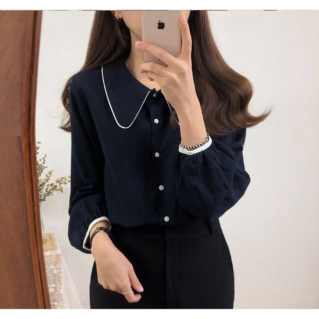 Áo Sơ Mi Nữ Công Sở Nữ Tay Phồng Tiểu Thư, Cổ Sen Lé Đen Nhiều Màu Xinh Xắn Thời Trang Quyên AA402