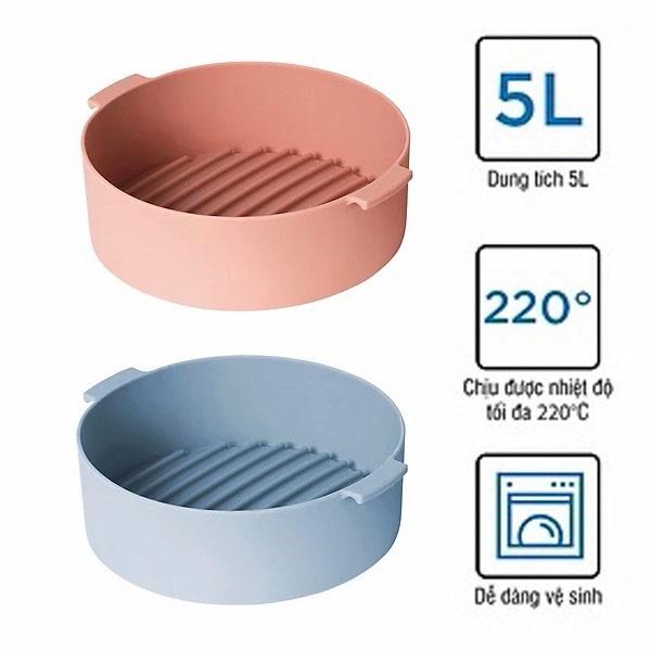 Khay Silicone Dành Cho Nồi Chiên Không Dầu Và Lò Vi Sóng Lock&Amp;Lock 3.5L Và 5L, Ckb002 Ckb003 Chịu Nhiệt Độ Cao Dễ Dàng Vệ Sinh - 5L - Ckb002 - Màu Xanh Biển