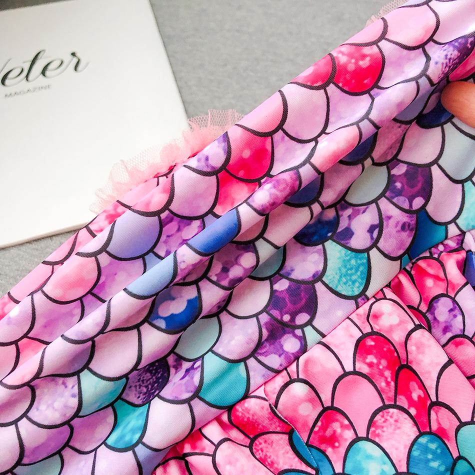 2-7 Y Trẻ Em Cho Bé Gái Nàng Tiên Cá Bơi Mùa Hè 2021 Trẻ Em Xù Một Mảnh Bikini Đồ Bơi In Hình Hở Lưng Bé Gái đi Biển