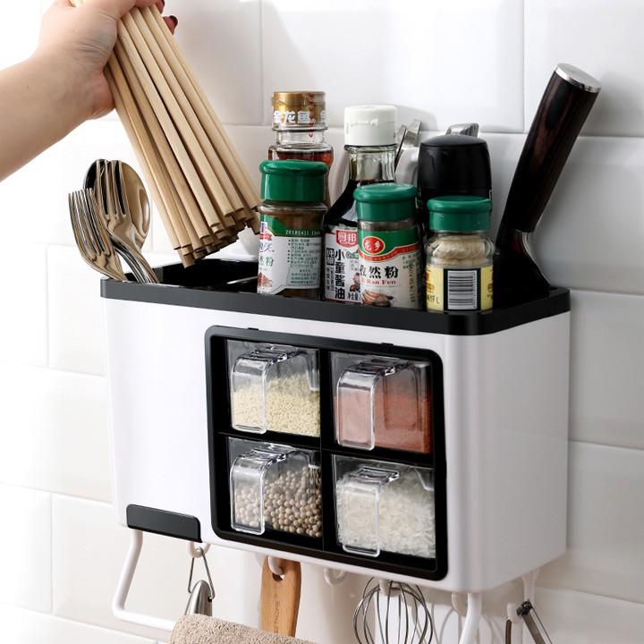 Kệ đựng gia vị và đồ dùng nhà bếp - Có thể treo tường hoặc để bàn