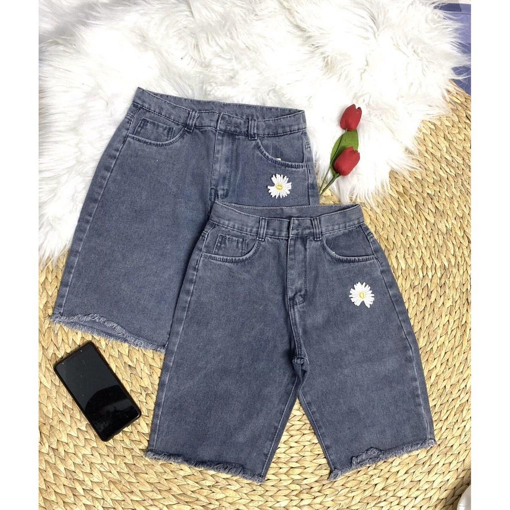 Quần jean ngố đỉa cạp siêu chất - quần short jean nữ Hàn Quốc