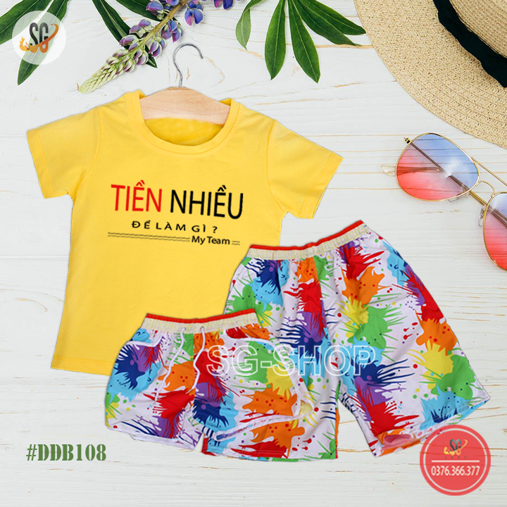 Bộ quần áo đi biển độc đáo cho hội nhóm gia đình cặp đôi nam nữ thun dày dặn DDB108VD DONGPHUCSG