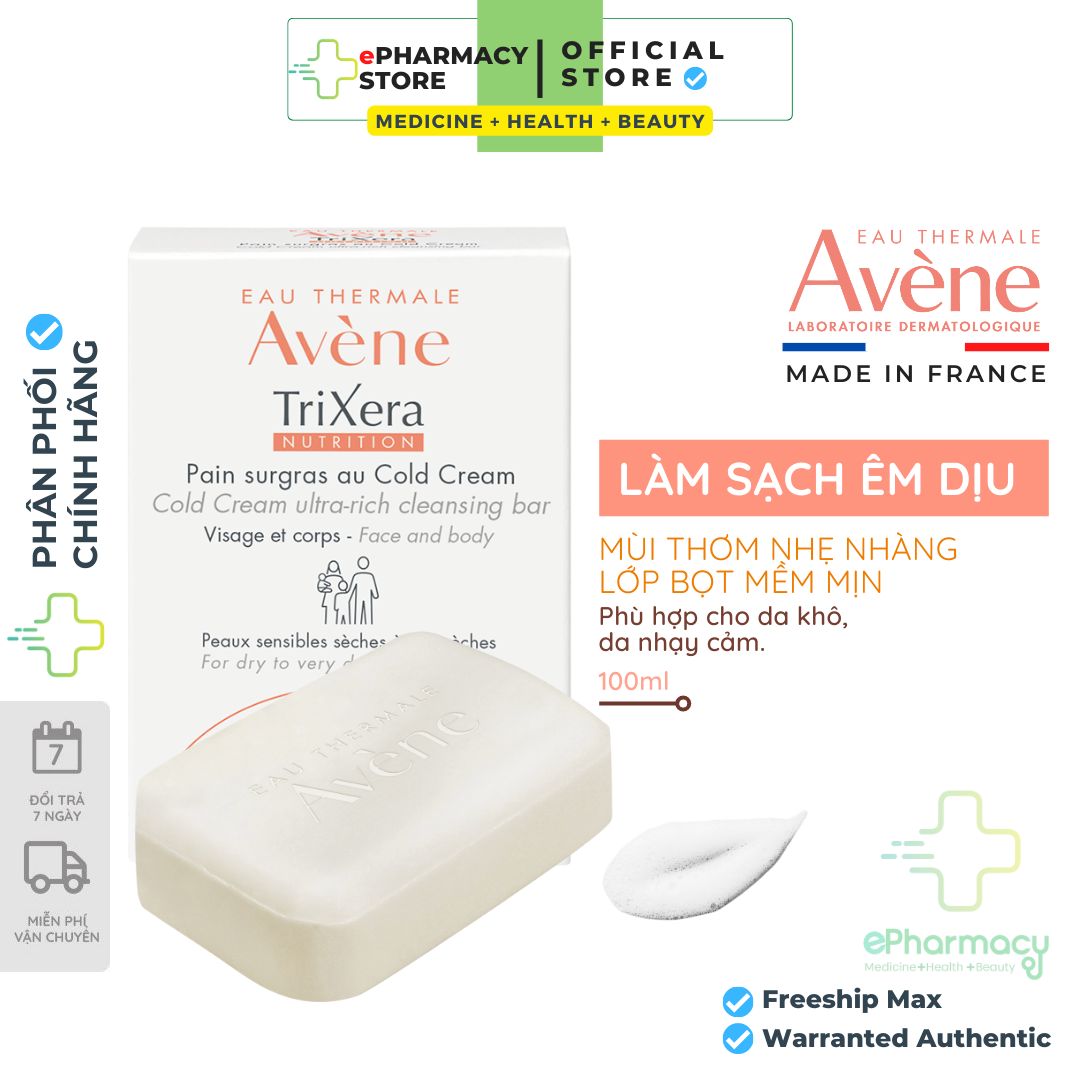 Xà Phòng Avene Dành Cho Da Nhạy Cảm - Avene Cold Cream Cleansing Bar 100g