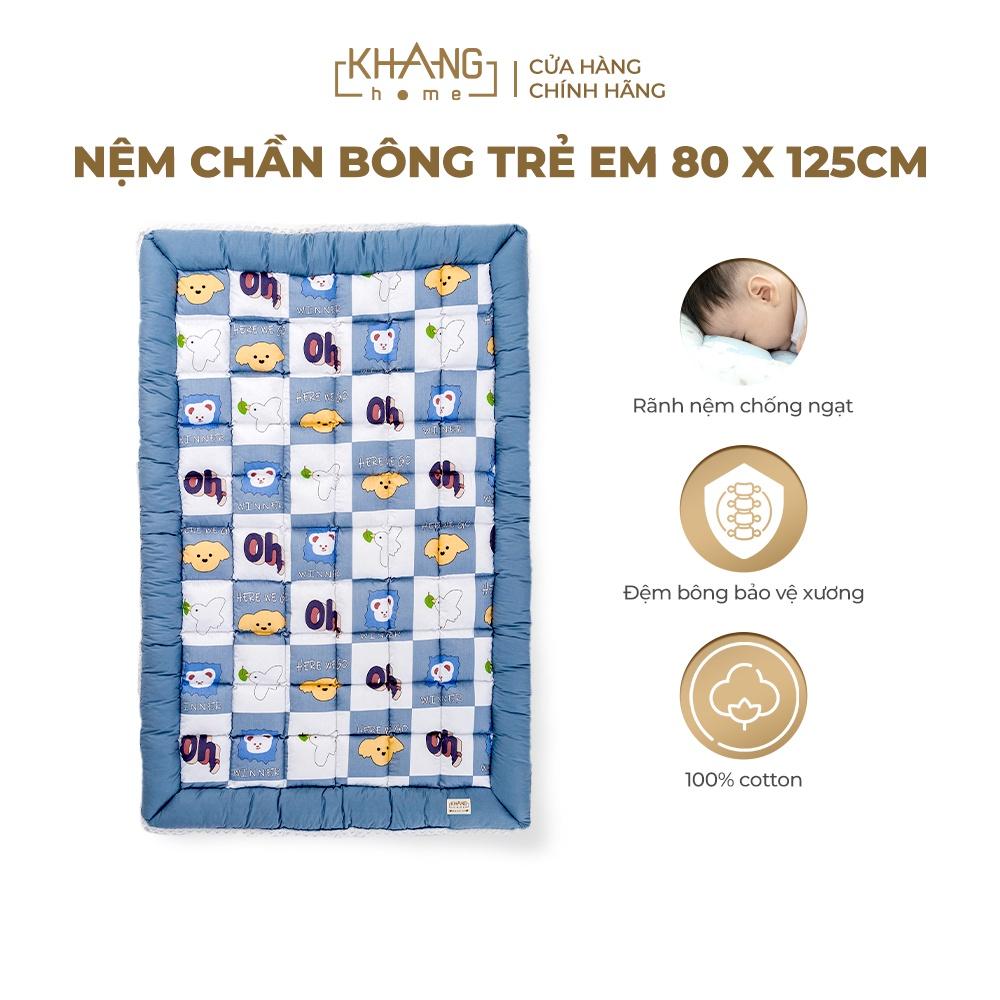 Nệm Trẻ Em Chần Bông Khang Home BabySafety An Toàn Giấc Ngủ Cho Bé Sơ Sinh Size 80x125cm