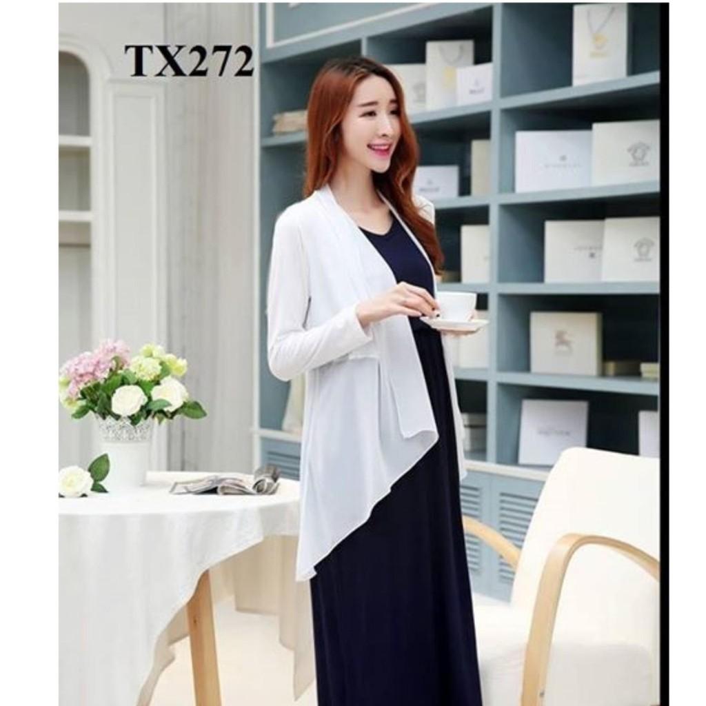 Aó cardigan voan tay dài trắng