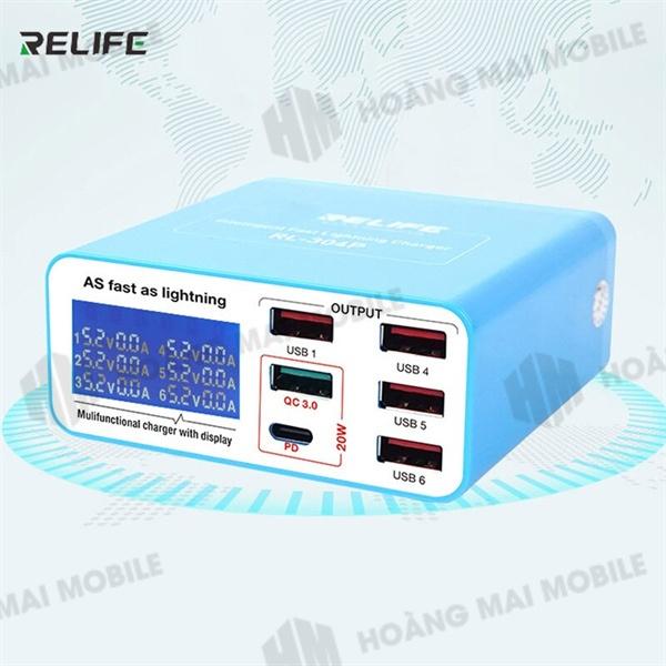 Sạc báo dòng RELIFE RL-304P hỗ trợ sạc nhanh, sạc không dây (6 cổng)