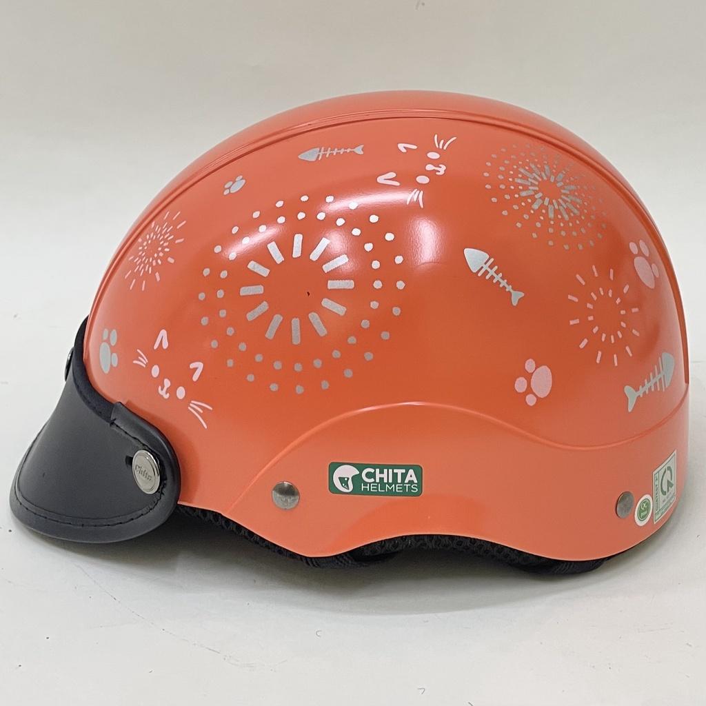 Mũ Bảo Hiểm 1/2 Đầu CHITA HELMETS CT31 tem hoa mèo