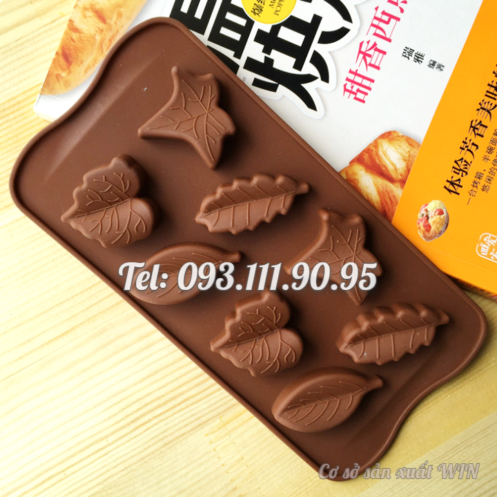 Khuôn silicon làm bánh, rau câu, socola 8 chiếc lá – Mã số 1253