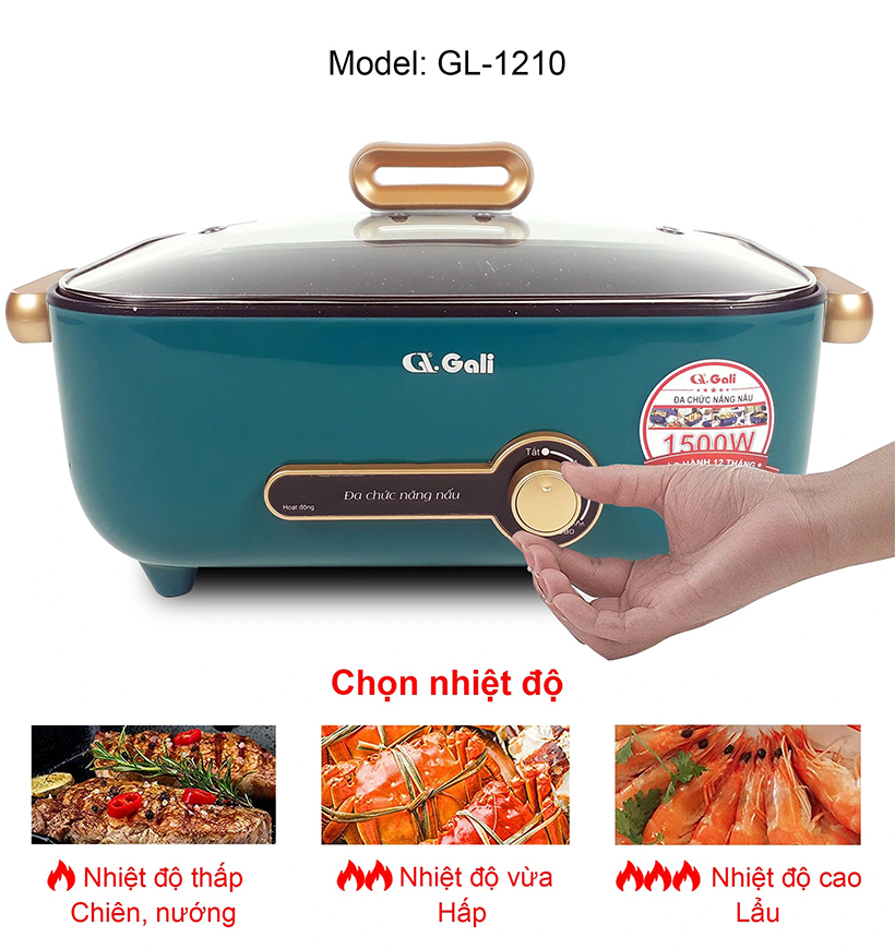 Nồi lẩu điện 4 lít Gali GL-1210 - Hàng chính hãng