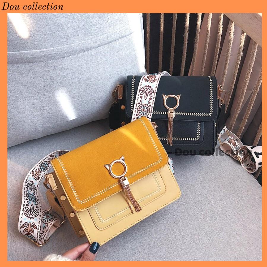 Túi Xách Nữ Chất Liệu Nhung Mịn Đính Hình Mèo Kim Loại Dễ Thương - Mã XT044