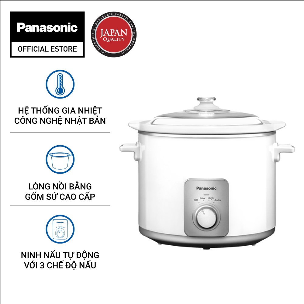 Nồi Nấu Chậm Ninh Hầm Đa Năng Panasonic NF-N51AWRA - Dung tích 5L - Lòng nồi gốm sứ cao cấp - Hàng chính hãng