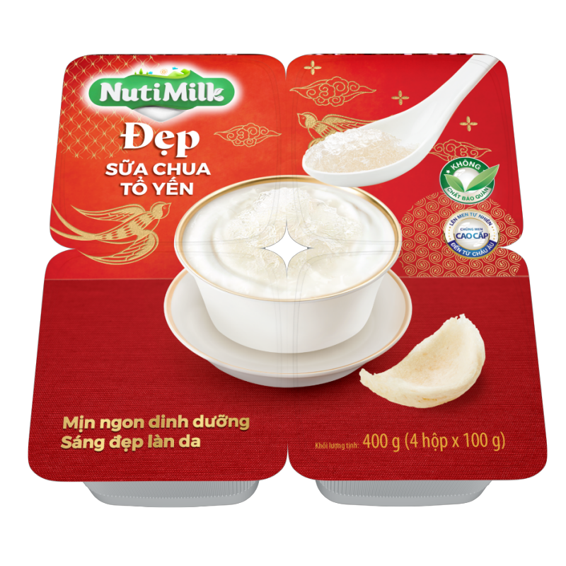 NutiMilk Đẹp - Lốc 4 Hộp Sữa chua Tổ Yến L4.SCTYTI Nutifood