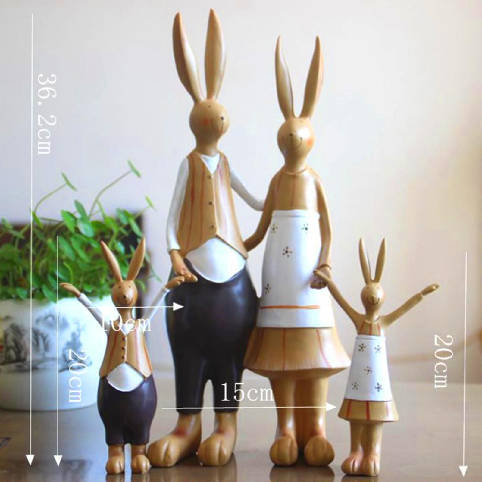 Home Decorative Rabbit Family Figurine Statue,Animal Statue Collectible Bedroom Figurine Statue for Home Cabinet Book Shelf Office