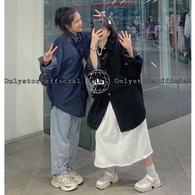 Sơ mi oversize siêu xinhh,chân váy dáng dài