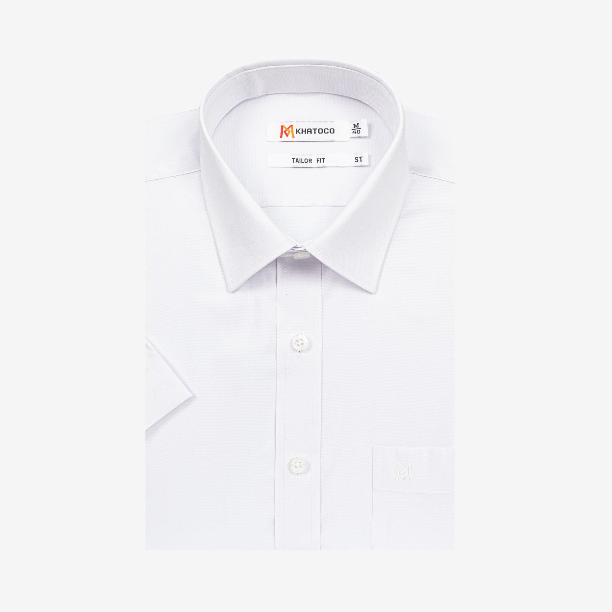 Áo sơ mi nam KHATOCO Tailor Fit ngắn tay A1MN438T2-CNTR008-2708-N