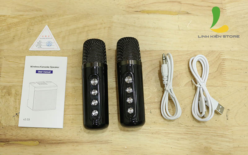 Loa Bluetooth Karaoke YS207 - Loa xách tay chất liệu nhựa cao cấp hiệu ứng đổi giọng, điều chỉnh echo, reverb, effect kèm 2 micro không dây
