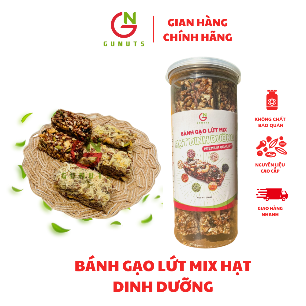 Thanh Gạo Lứt Ngũ Cốc - Bánh Gạo Lứt Ăn Kiêng Gunuts Vị Rong Biển - Ngũ Cốc Gạo Lứt Gồm 5 Loại Hạt Dinh Dưỡng Mix Chuẩn Ăn Kiêng Cải Thiện Sức Khỏe Tim Mạch 250g