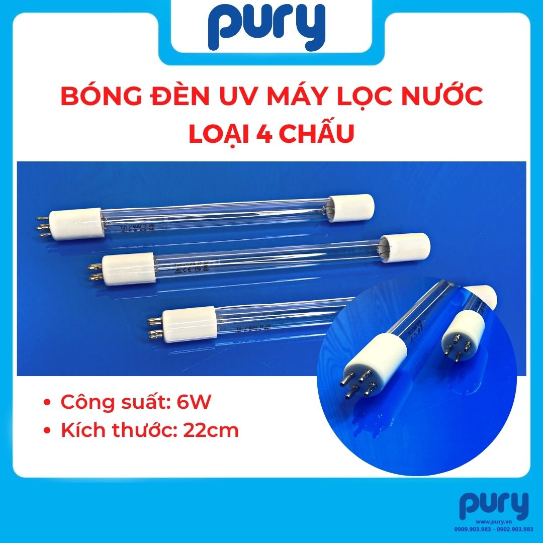 Bóng đèn UV 6W, 11W (4 chấu) - dài 215 mm - Dùng cho máy lọc nước