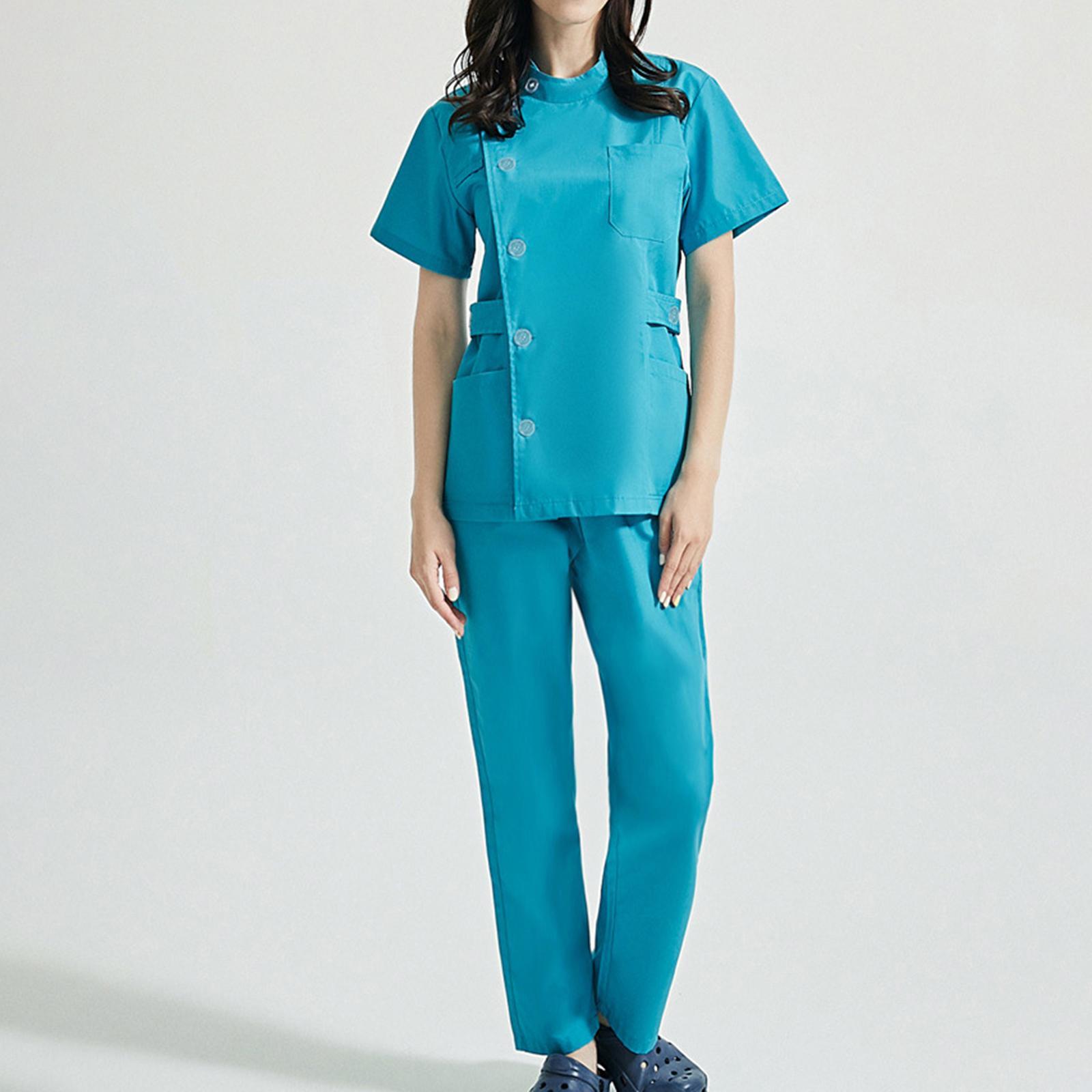 Women Scrubs Sets Top Jogger Pants Doctor Workwear Healthcare Soft Drawstring Pants Nurse Costume Nursing Uniforms for Massaging Esthetician
