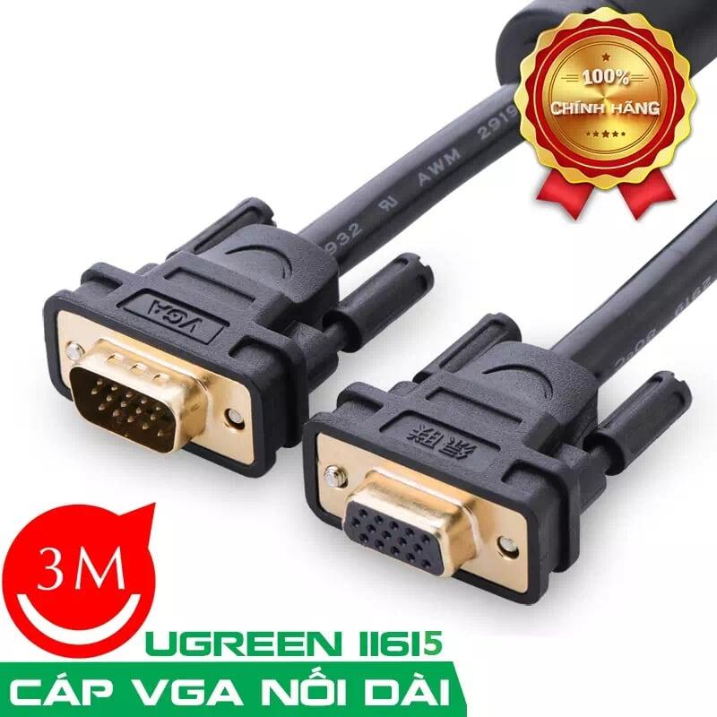 Ugreen UG11615VG103TK 3M màu Đen Cáp tín hiệu nối dài VGA đầu mạ vàng - HÀNG CHÍNH HÃNG