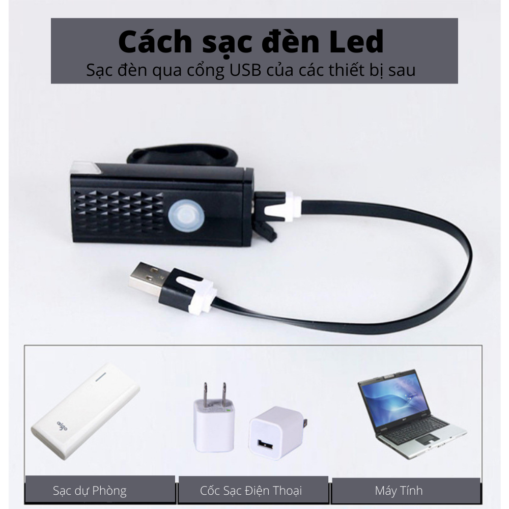 Đèn Pha Led Xe Đạp Thể Thao San01 Siêu Sáng Gắn Ghi Đông Siêu Sáng Có Sạc Điện