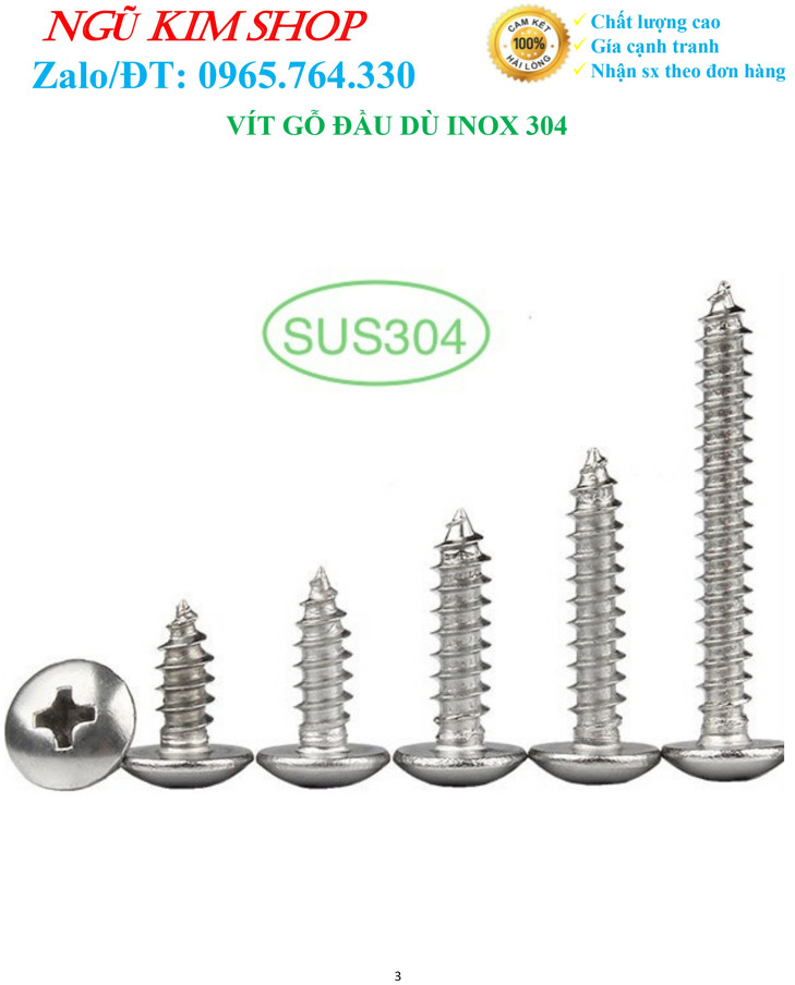 VÍT GẮN DÀN ÁO XE MÁY 5 Li _ INOX 304