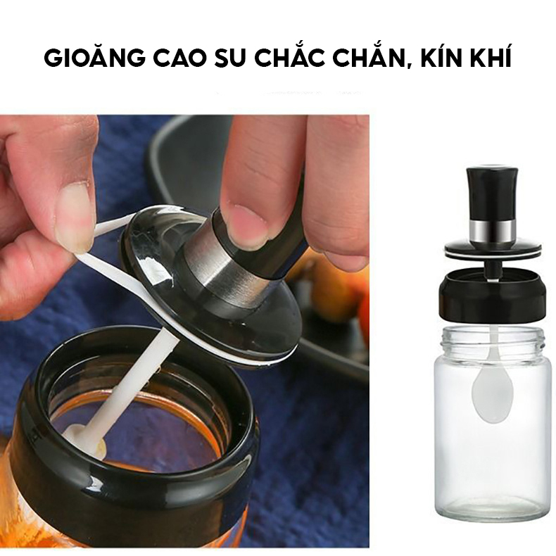 Hũ Đựng Gia Vị Thủy Tinh Có Thìa 250ml, Lo Gia Vị VANDO