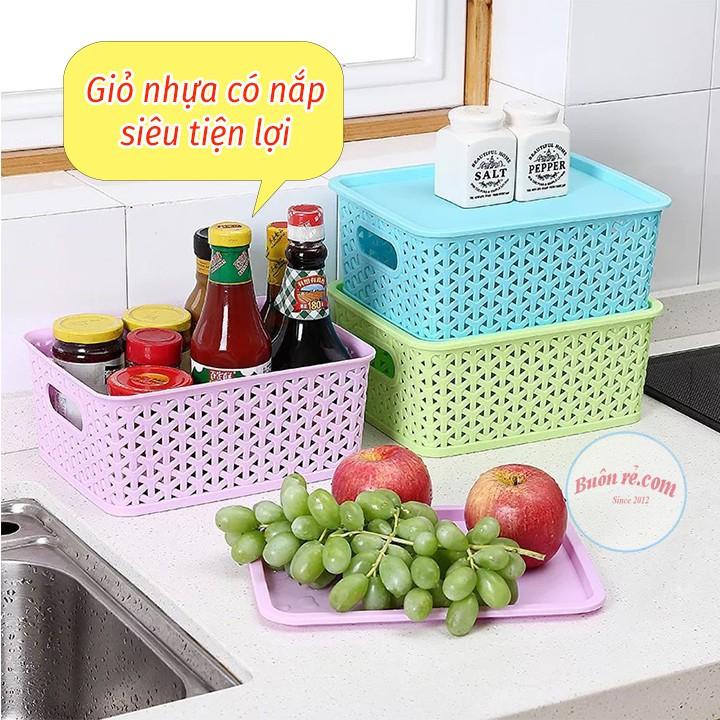 Giỏ Nhựa Hàn Quốc Song Long Có Nắp Size Đại Tiện Dụng 00808