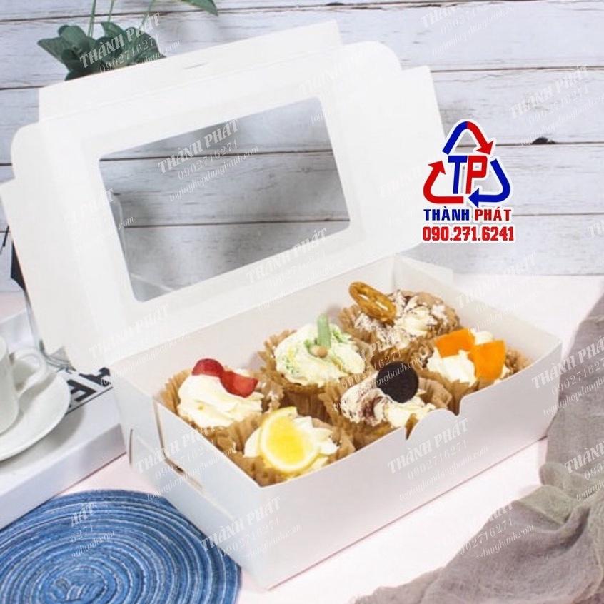 20 Hộp giấy nắp kính đựng đựng cupcake muffin bánh kem mini làm quà tặng các dịp lễ