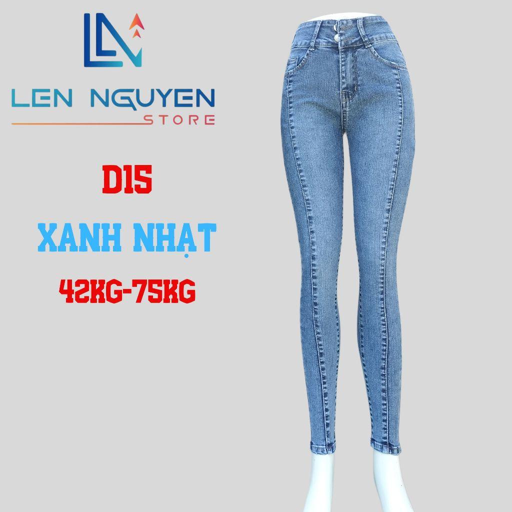 D15_Quần jean nữ, dài, lưng cao, quần bò nữ dáng ôm, quần rin nữ có big size, cho 42kg đến 75kg,LEN NGUYEN STORE - Đen