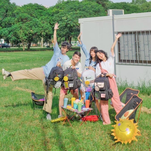 Bộ Sản Phẩm Balo Đi Học Local Brand Bama, Túi Tròn Mặt Cười, Túi Chéo Chống Nước