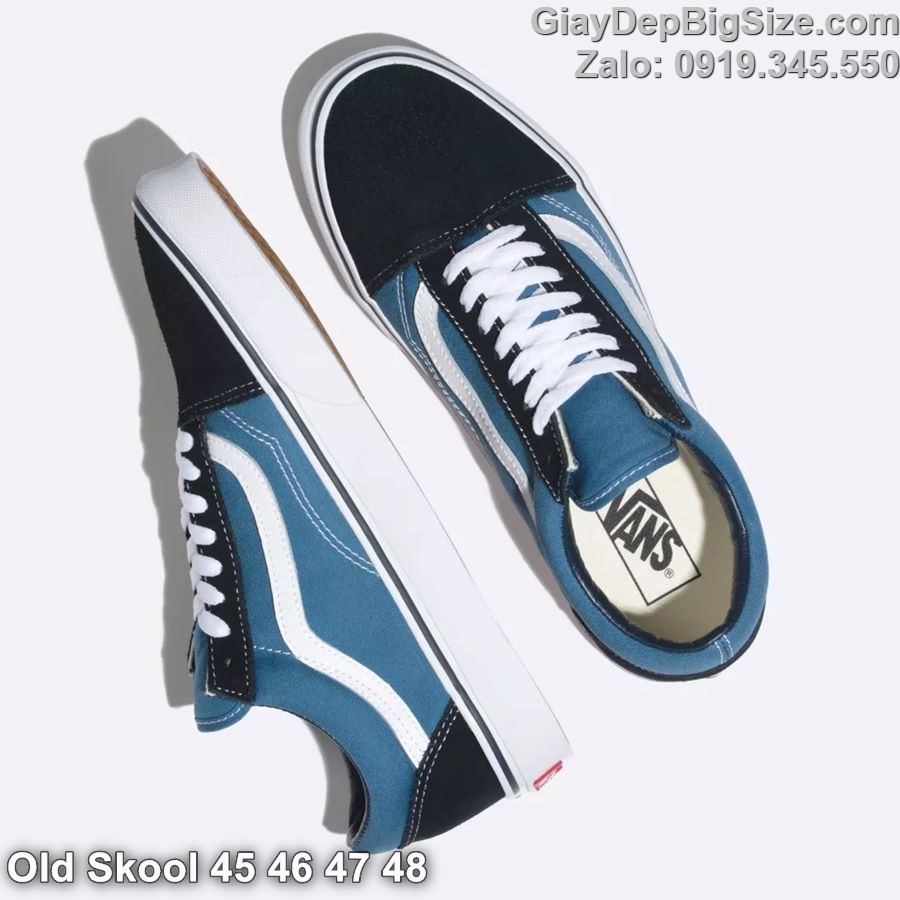 Giày trượt ván, giày vải thể thao cỡ lớn 45 46 47 48 cho nam cao to chân ú bè. Big size old skool sneakers for wide feet