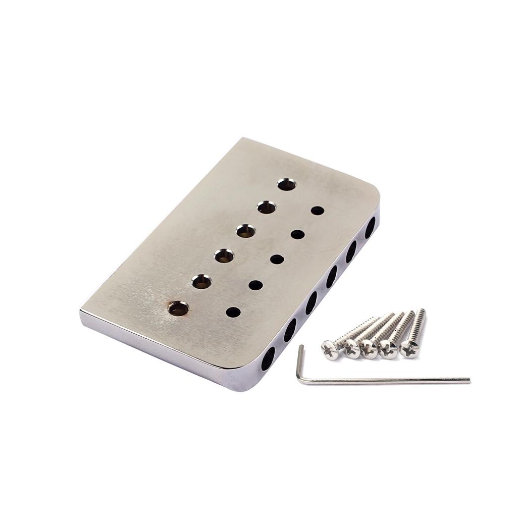 1 Set 6 String Guitar Fixed Bridge Saddle for Electric/Cigar Box Guitar Replacement Parts Chrome