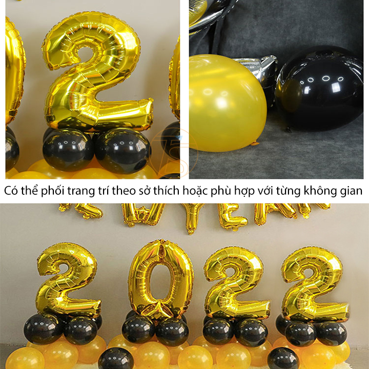 Set bong bóng Happy New Year trang trí chúc mừng năm mới cho lễ tết 2023 cho tiệc tùng đêm giao thừa đón xuân sang