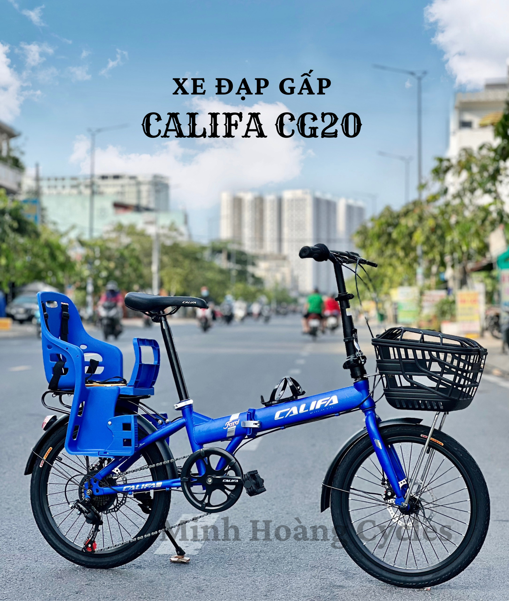 XE ĐẠP GẤP CALIFA CG20 - Đỏ không rổ - Không gắn ghế