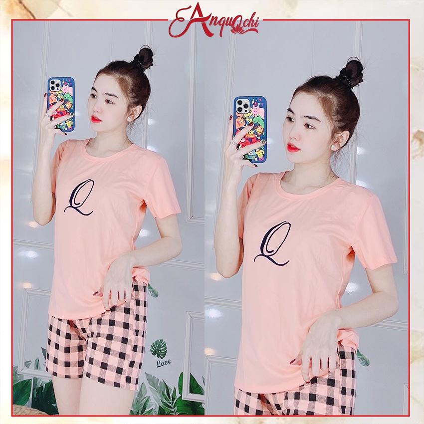 Đồ Bộ Nữ Mặc Nhà Anquachi Đẹp Thun Cotton Nữ Mặc Ngủ Ở Nhà Dễ Thương Quần Đùi Cute A064