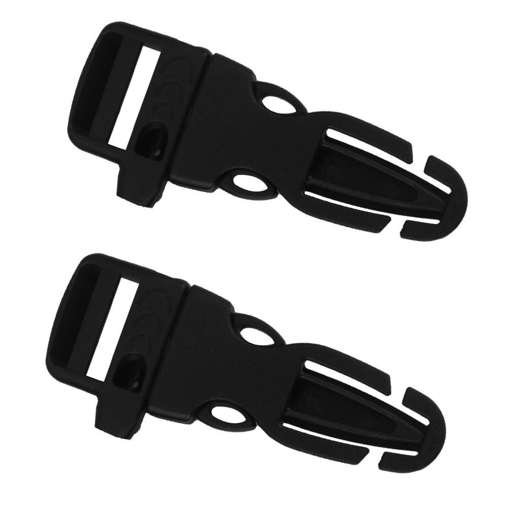 2pcs Plastic Backpack Chest Webbing Strap Adjuster Buckle with Whistle