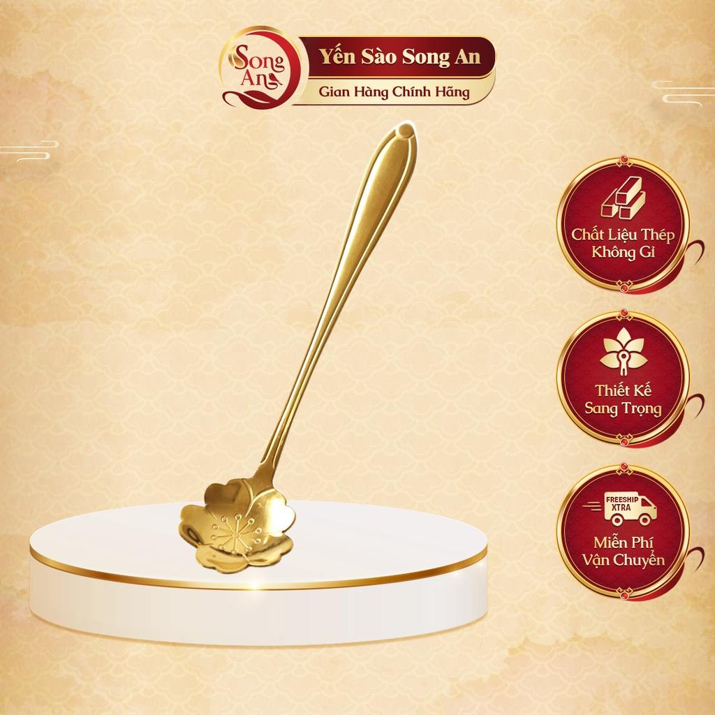Thìa họa tiết hoa anh đào mạ vàng Song An Food kiểu dáng sang trọng