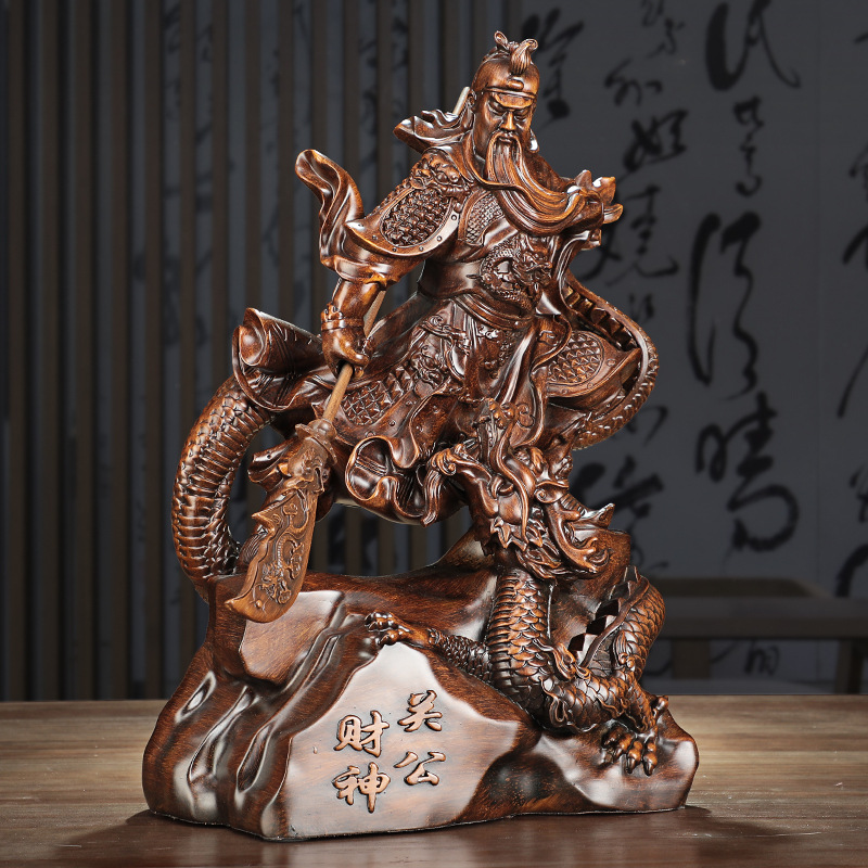 Tượng Quan Công giả gỗ 27x16x42