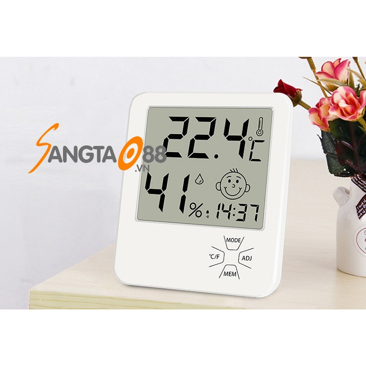 Thiết bị đo nhiệt độ, độ ẩm trong nhà tích hợp đồng hồ xem giờ thông minh LX8111