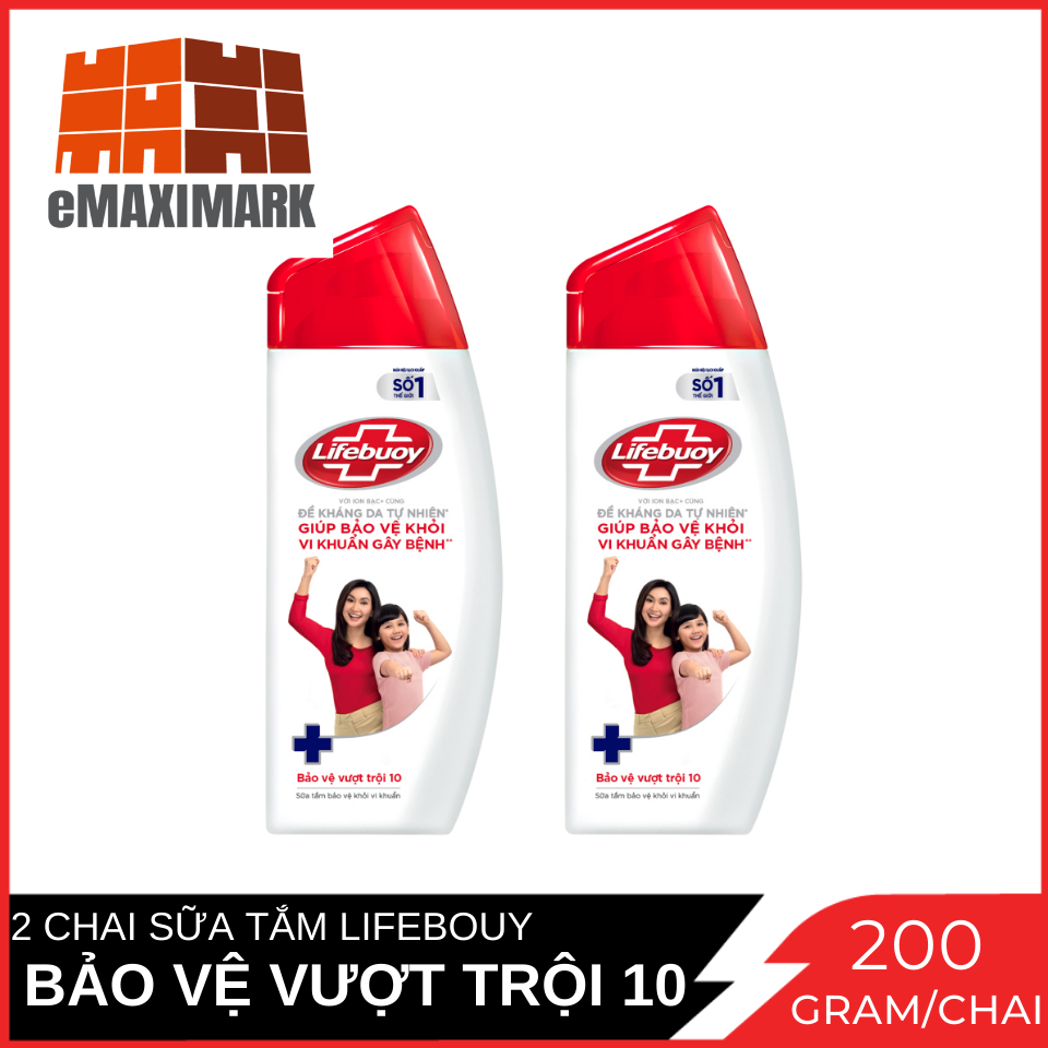 [HÀNG KHUYẾN MÃI] Combo 2 Chai Sữa tắm Lifebuoy Bảo Vệ Khỏi Vi Khuẩn Chai 200g